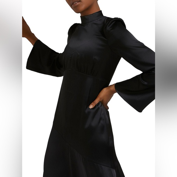 River Island Satin Highneck Split Midi Dress - Picture 5 of 8